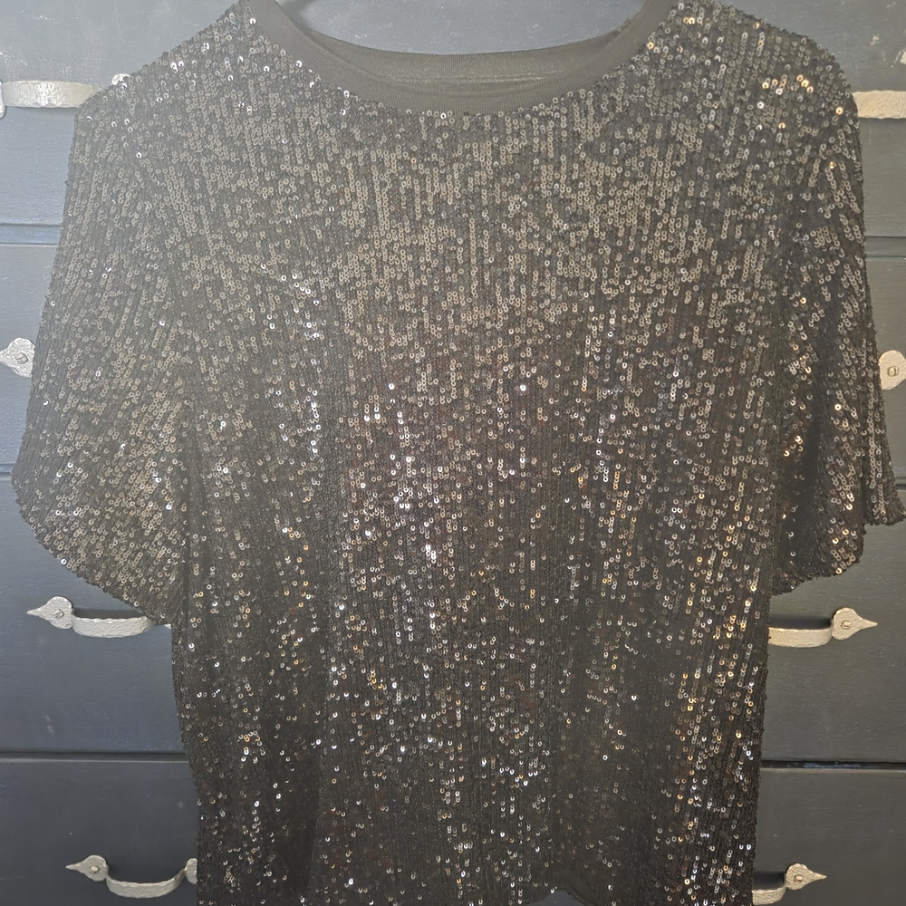 Marks And Spencer Sequin Black Women's Top UK Size 16, US Size 12